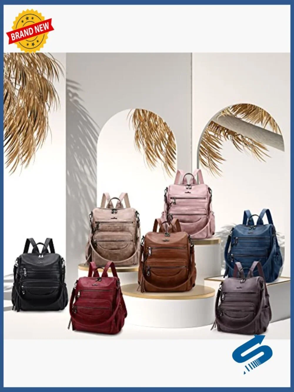 PU Leather Casual Backpack Purse - Laptop Bag, Travel Daypack